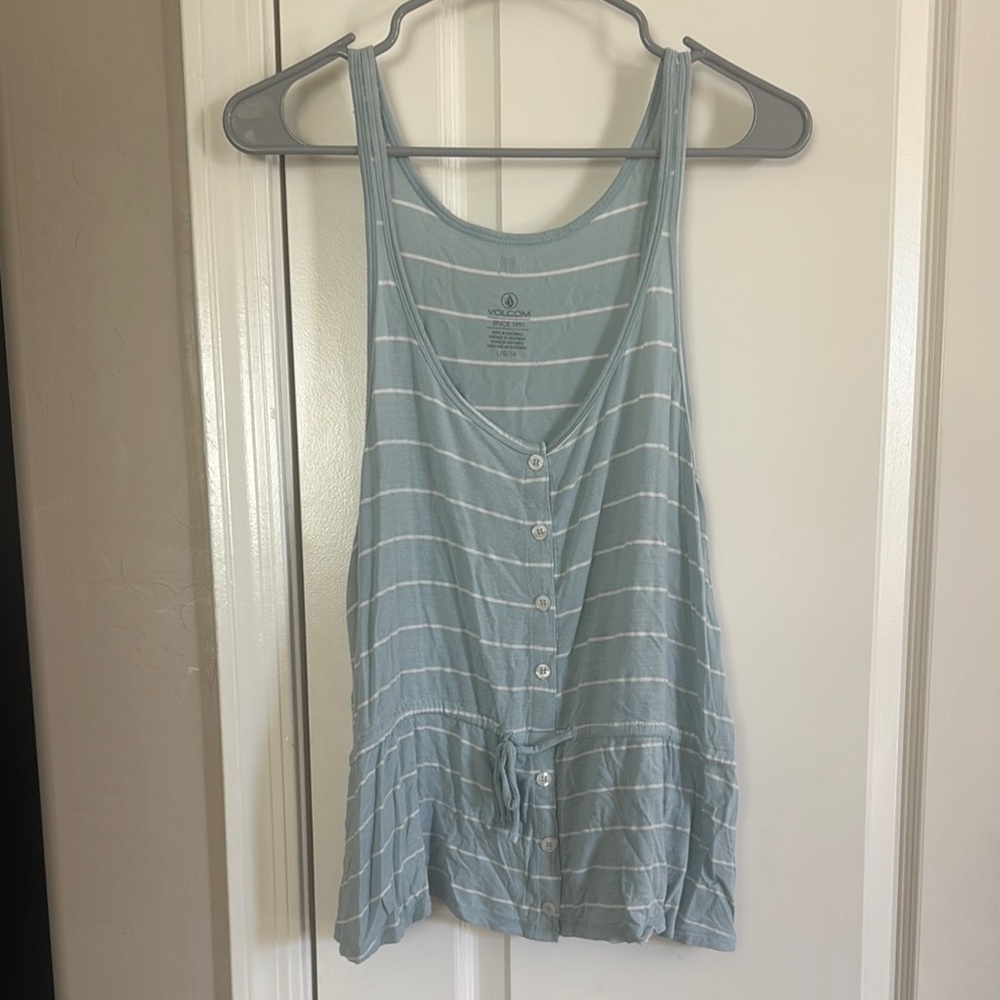 Volcom Sky Blue and White Striped Tank Top / C2